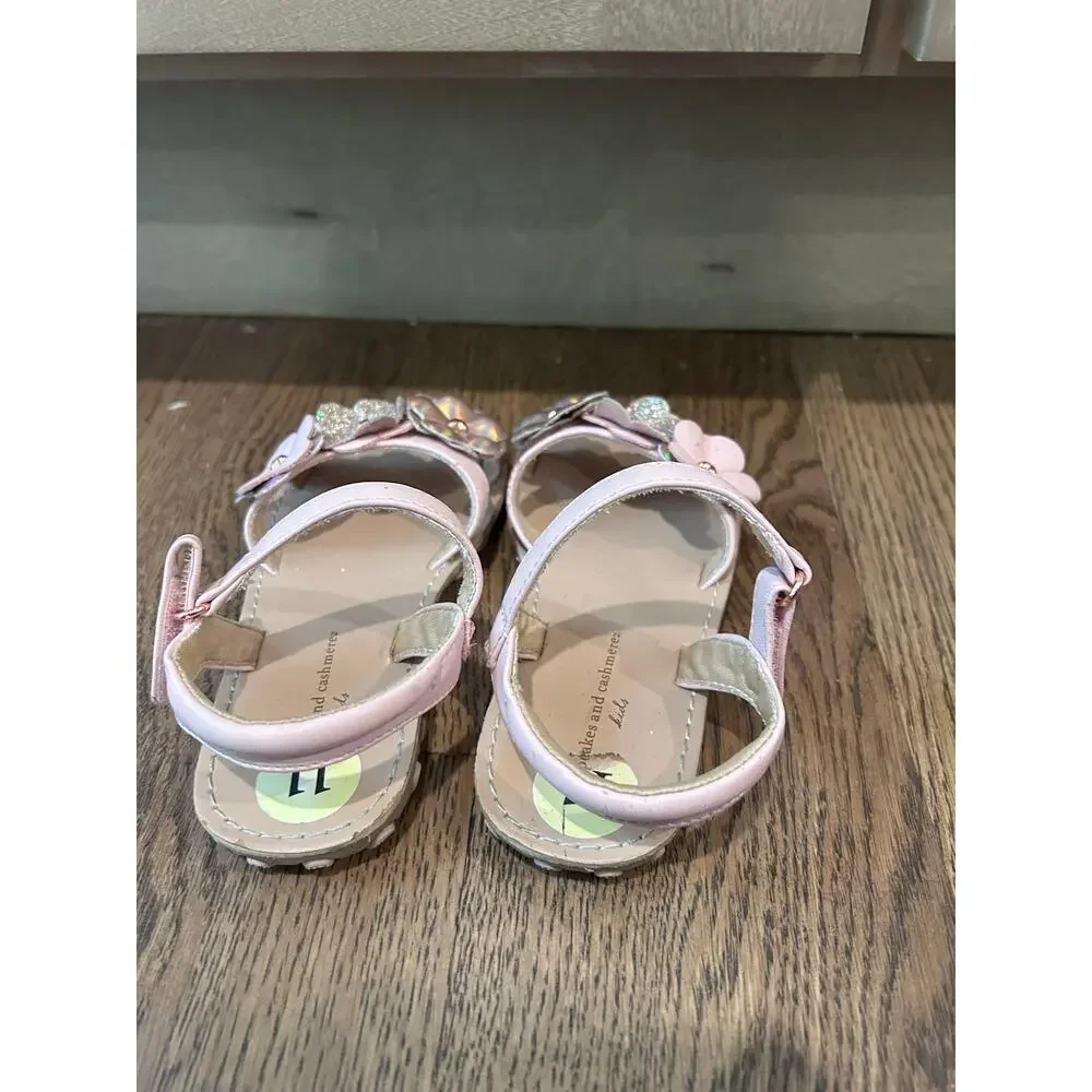Cupcakes & Cashmere Toddler Sz11 Girls 3D Flower Sandals Pink Holographic Strap